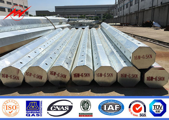 33KV خط گالوانیزه انتقال قطب برق فولاد توبولر توزیع الکتریکی هشت گوشه ای