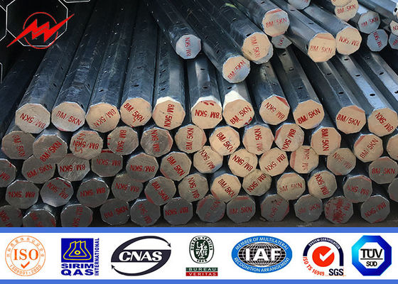 33KV خط گالوانیزه انتقال قطب برق فولاد توبولر توزیع الکتریکی هشت گوشه ای