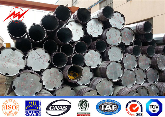 قطب های گالوانیزه 11 متری 33kv خطوط انتقال با ظرفیت ضد بادی 36.9 متری / ثانیه برای پروژه فوقانی