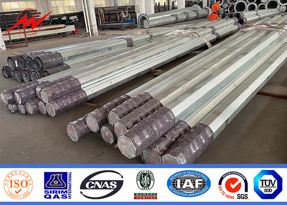 15KV 500KGF بارگذاری هشت گوشه ای گرم غوطه ور گالوانیزه قطب برق برای ولتاژ بالا