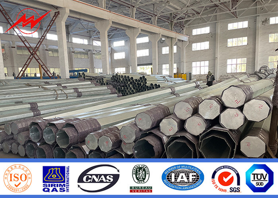 15KV 500KGF بارگذاری هشت گوشه ای گرم غوطه ور گالوانیزه قطب برق برای ولتاژ بالا