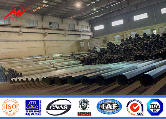 35FT-90FT قطب برق استیل آکتاگونال گالوانیزه با پوشش بتوم برای خط انتقال