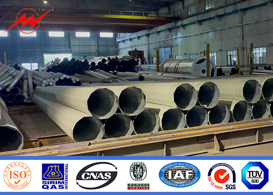 35FT-90FT قطب برق استیل آکتاگونال گالوانیزه با پوشش بتوم برای خط انتقال