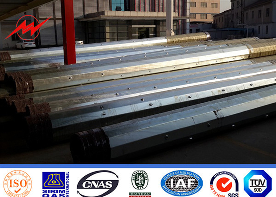 35FT-90FT قطب برق استیل آکتاگونال گالوانیزه با پوشش بتوم برای خط انتقال