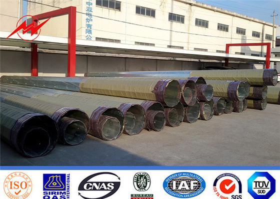 15KV 500KGF بارگذاری هشت گوشه ای گرم غوطه ور گالوانیزه قطب برق برای ولتاژ بالا