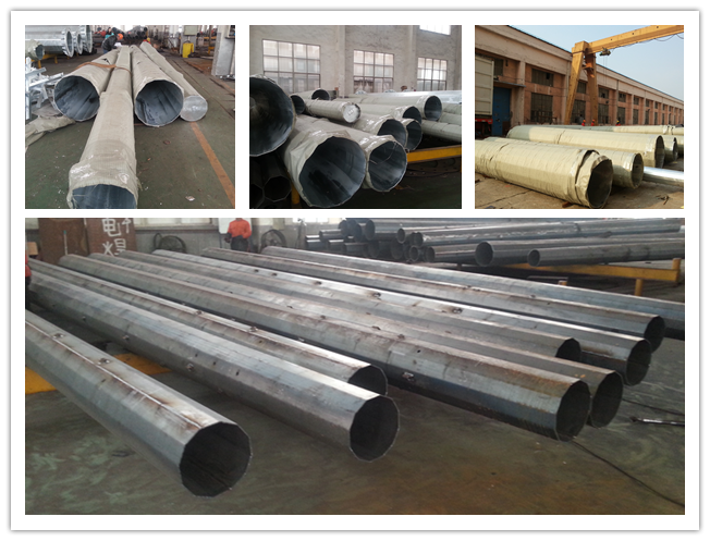 Round Tapered Polygonal Galvanized Steel Pole For Power Line Distribution Project 1