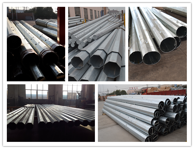 9m - 3KN Galvanized Utility Power Poles For Outside Electrical Distribution Line 1