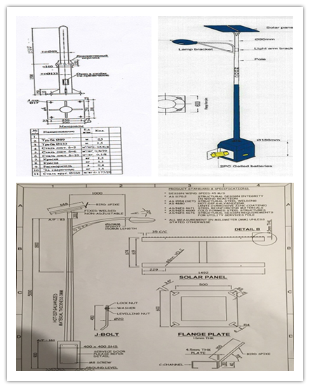 7m Custom School / Villas Steel High Mast Pole With Drawing 1.8 Safty Facor 1