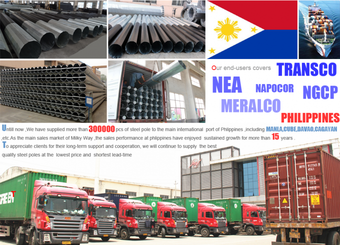 60FT 65FT 1280kg قطب برق قابل تنظیم برای بازارهای مختلف کشور و الزامات 1